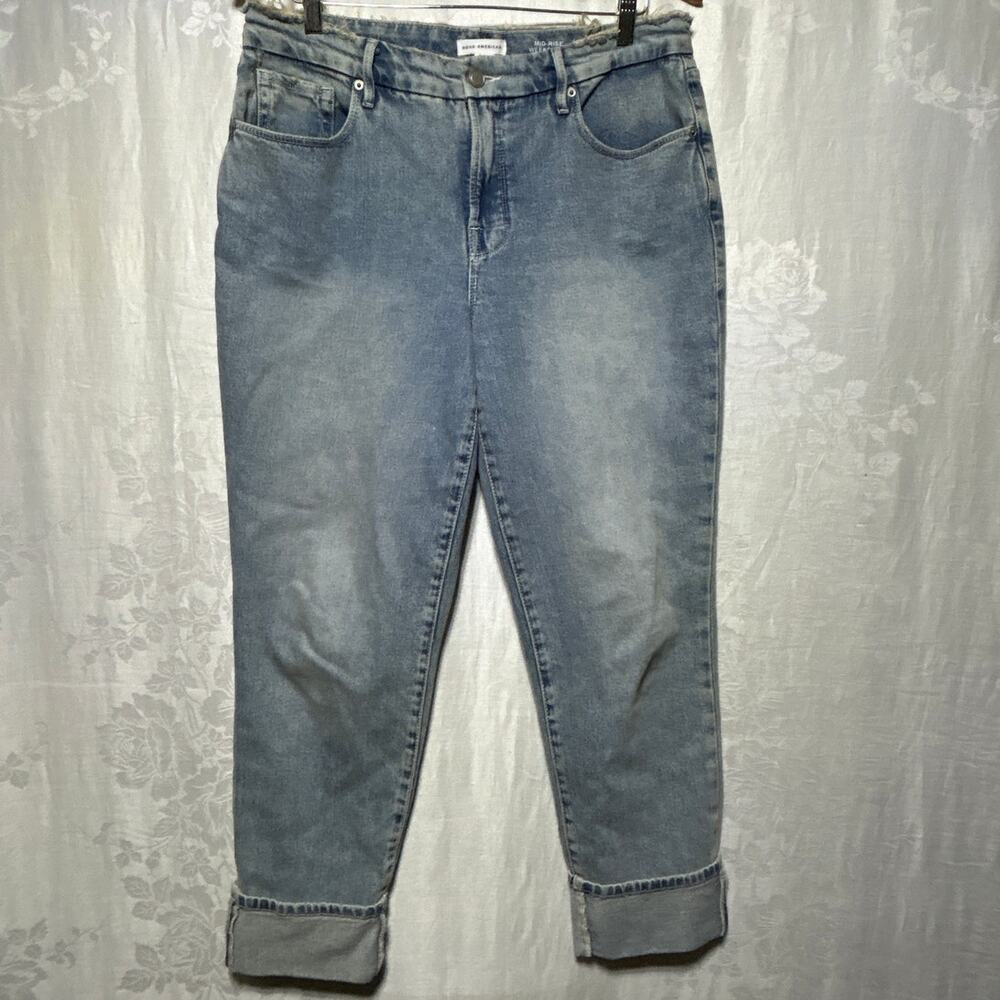 Good American Jeans 8 29 Mid Rise Weekender Slim Straight 28" Inseam Cuffed